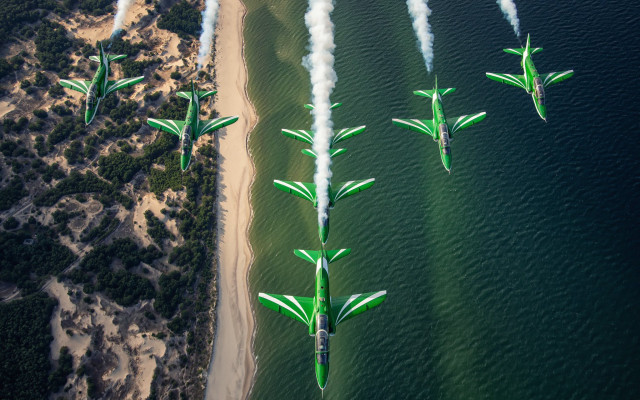 Jets beach ocean trees smoke free wallpaper for desktop - medium preview image