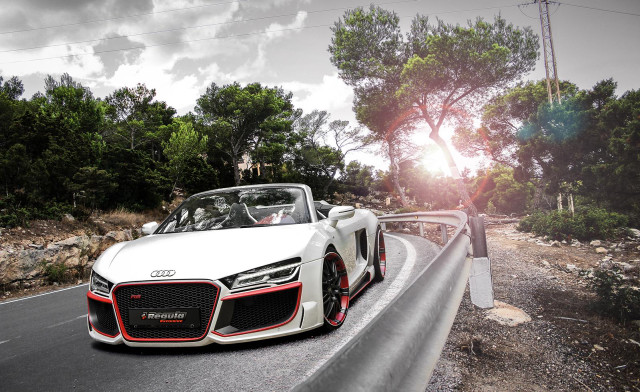 White sports car forest hill free wallpaper for desktop - medium preview image