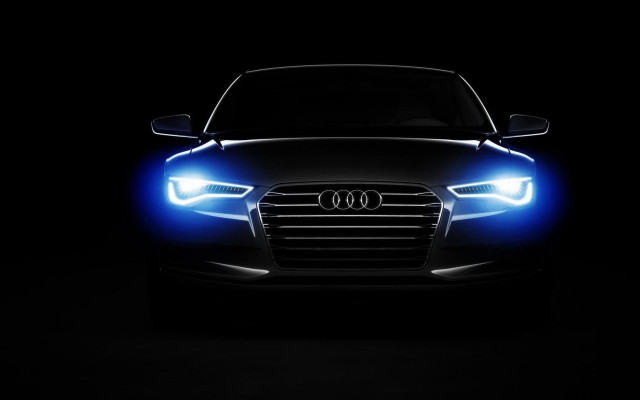 Car blue light dark background free wallpaper for desktop - medium preview image