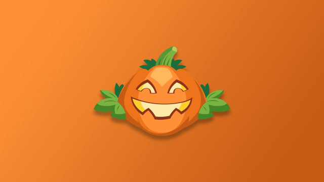 Pumpkin smile leaves halloween vector free wallpaper for desktop - medium preview image