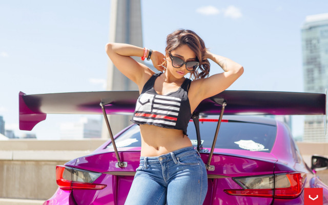 Woman bikini car surfboard model free wallpaper for desktop - medium preview image