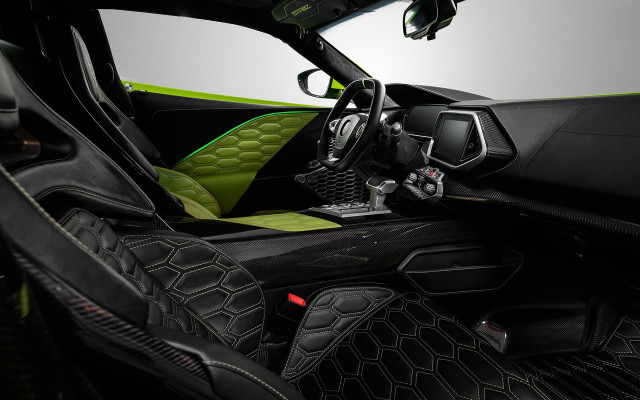 Green black interior car steering free wallpaper for desktop - medium preview image