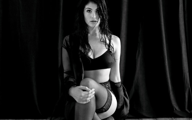 Woman lingerie floor crossed black free wallpaper for desktop - medium preview image