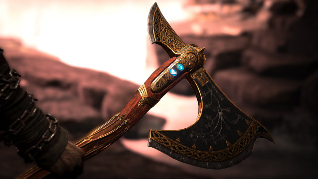 Metal axe blue light fantasy free wallpaper for desktop - medium preview image