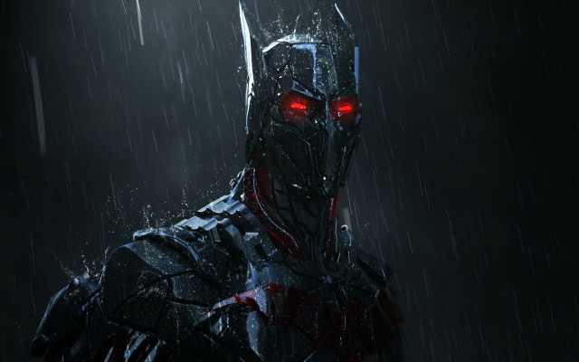 Batman red eyes rain dark free wallpaper for desktop - medium preview image