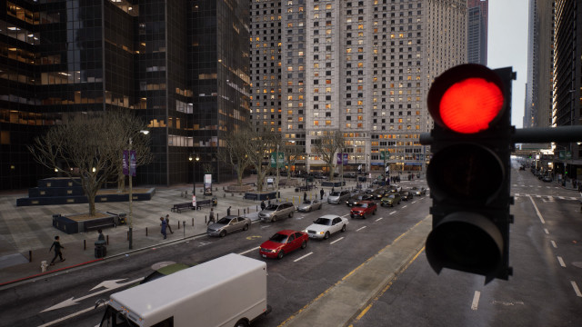 Traffic light city street night free wallpaper for desktop - medium preview image