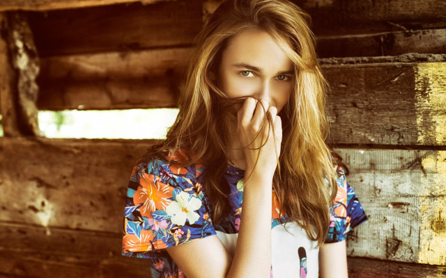 Christabel dennison blonde blue flower free wallpaper for desktop - medium preview image