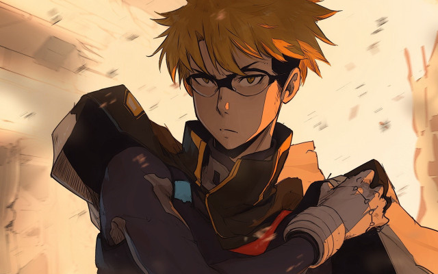 Man glasses gun serious manga free wallpaper for desktop - medium preview image