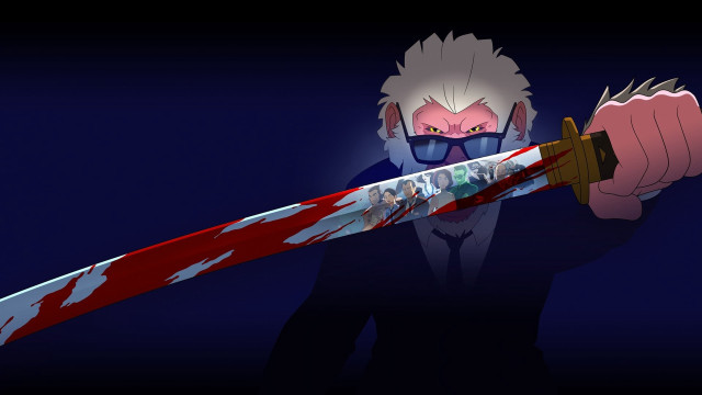 Cartoon bloodied sword injury whitehair free wallpaper for desktop - medium preview image