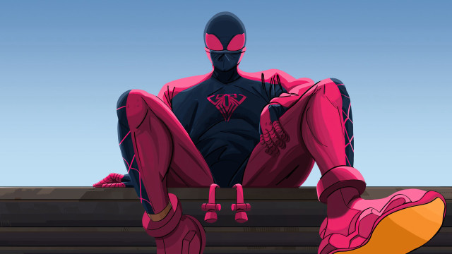 Pink suit sitting hero shoes free wallpaper for desktop - medium preview image
