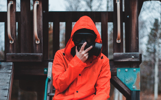 Person redjacket slide camera hood free wallpaper for desktop - medium preview image