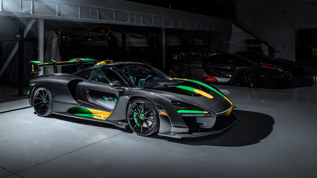 Sports car green yellow stripes free wallpaper for desktop - medium preview image