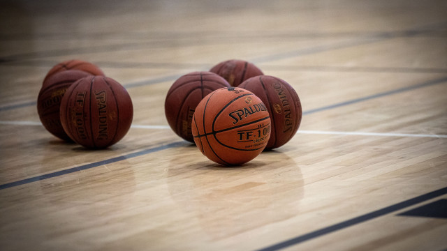 Three basketballs on court process free wallpaper for desktop - medium preview image