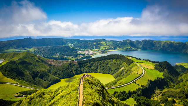 Scenic valley lake mountain road free wallpaper for desktop - medium preview image