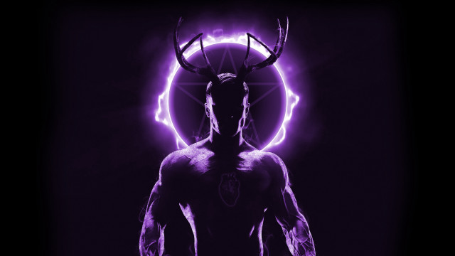 Horned man purple lightning glow free wallpaper for desktop - medium preview image