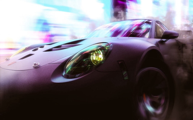 Car street blurry buildings person free wallpaper for desktop - medium preview image