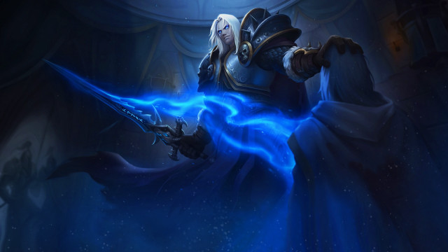 Blue robe lightning sword fantasy free wallpaper for desktop - medium preview image