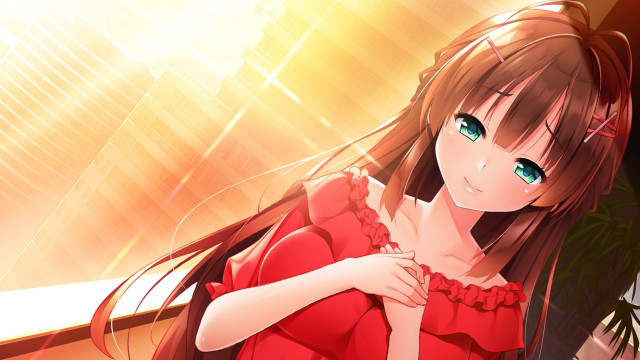 Red dress woman plant light free wallpaper for desktop - medium preview image