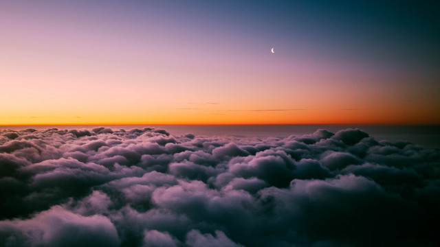 Sunset clouds moon horizon beach free wallpaper for desktop - medium preview image