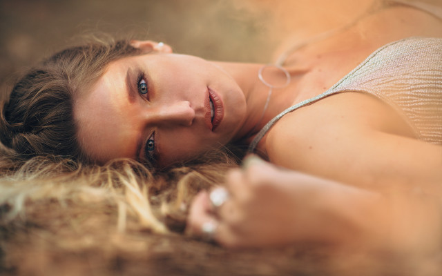 Woman lying braided portrait photorealistic free wallpaper for desktop - medium preview image