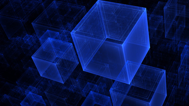 Blue abstract cubes lines holography free wallpaper for desktop - medium preview image