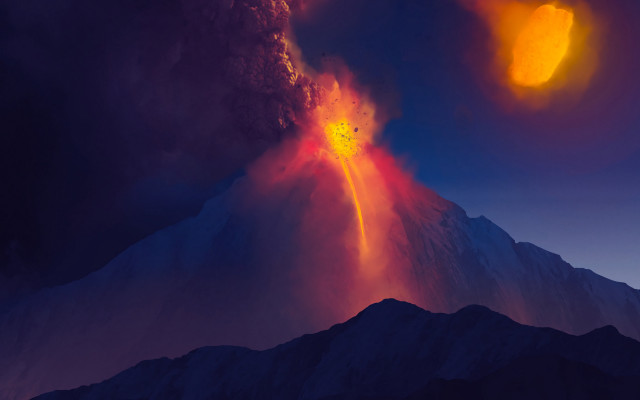 Volcano eruption smoke ash dusk free wallpaper for desktop - medium preview image