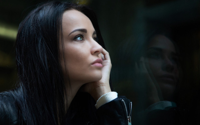 Woman window hand chin neoplasticism free wallpaper for desktop - medium preview image