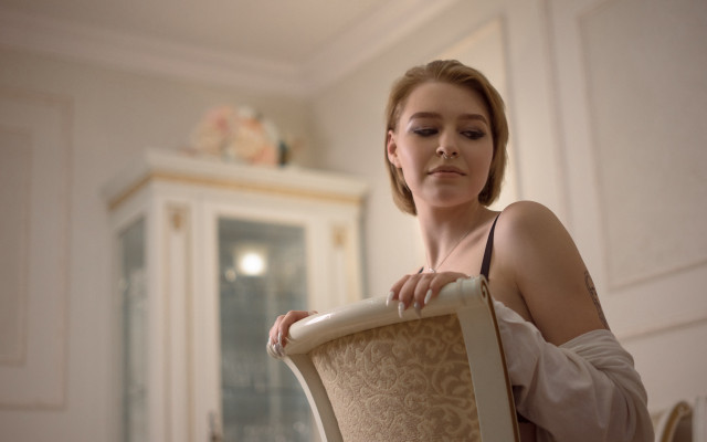 Woman sitting bare shoulders neoclassic free wallpaper for desktop - medium preview image