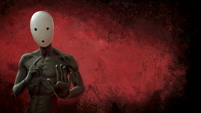 Creepy man white mask red free wallpaper for desktop - medium preview image