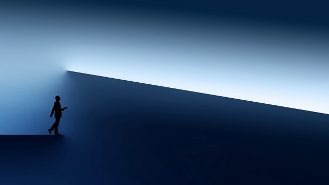 Person standing dark room light #2 free wallpaper for desktop - medium preview image