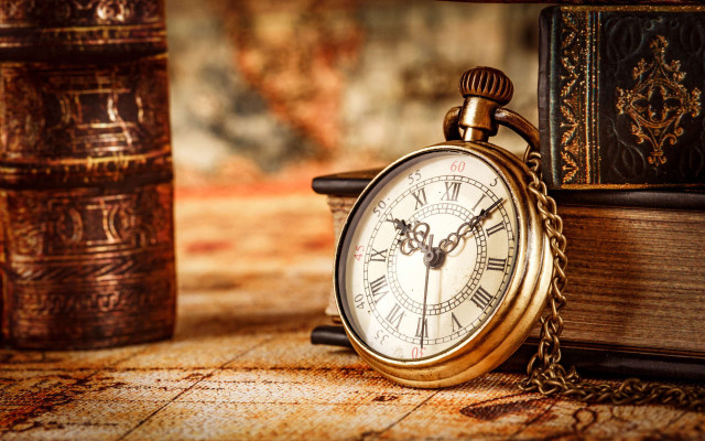 Pocketwatch table books bookend steampunk free wallpaper for desktop - medium preview image
