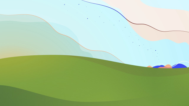 Green hill blue sky red free wallpaper for desktop - medium preview image