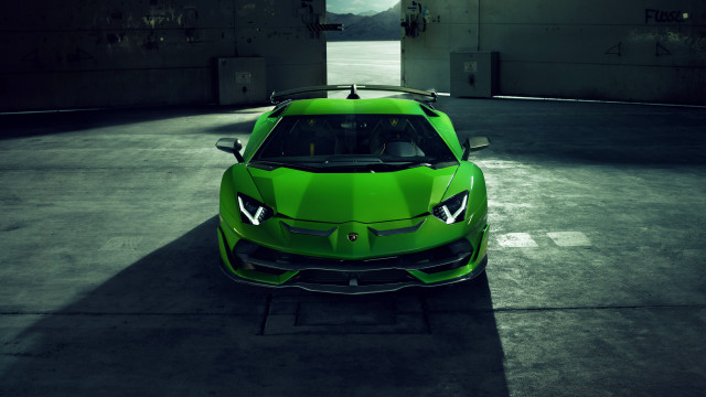 Green sports car parking lot #2 free wallpaper for desktop - medium preview image