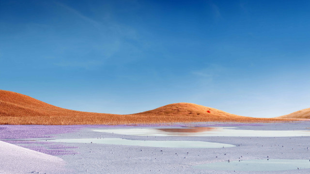 Desert lake mountains blue sky free wallpaper for desktop - medium preview image