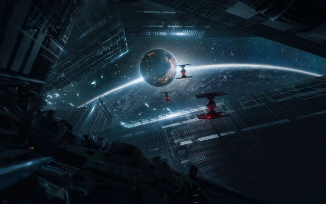 Sci fi space art cityscape free wallpaper for desktop - medium preview image