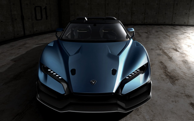 Blue sports car dimly lit free wallpaper for desktop - medium preview image