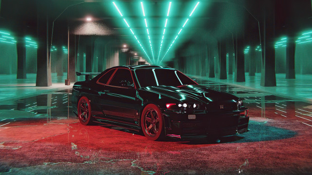 Car darkroom greenlights redcarpet photorealism free wallpaper for desktop - medium preview image