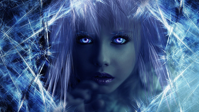 Woman blueeyes furcoat fireworks fantasy free wallpaper for desktop - medium preview image