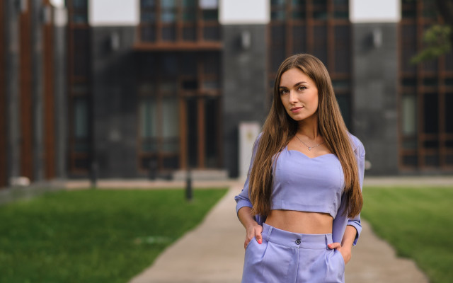 Woman casual cosplay portrait outdoors free wallpaper for desktop - medium preview image