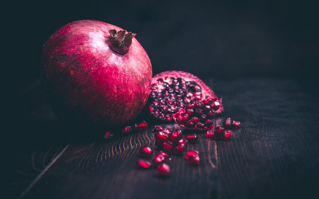 Pomegranate half still life night free wallpaper for desktop - medium preview image