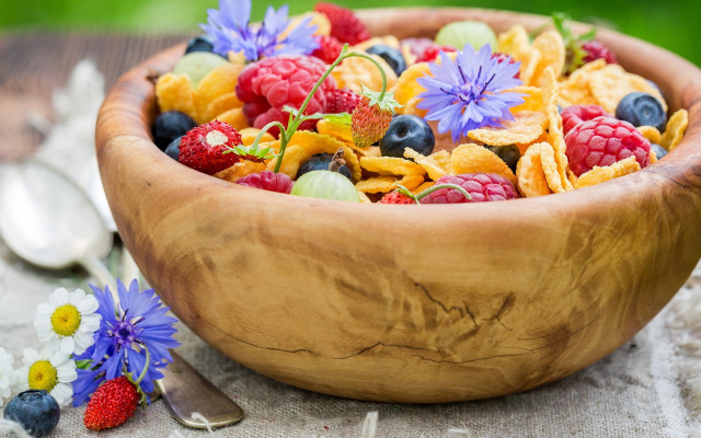 Bowl of fruit and flowers free wallpaper for desktop - medium preview image