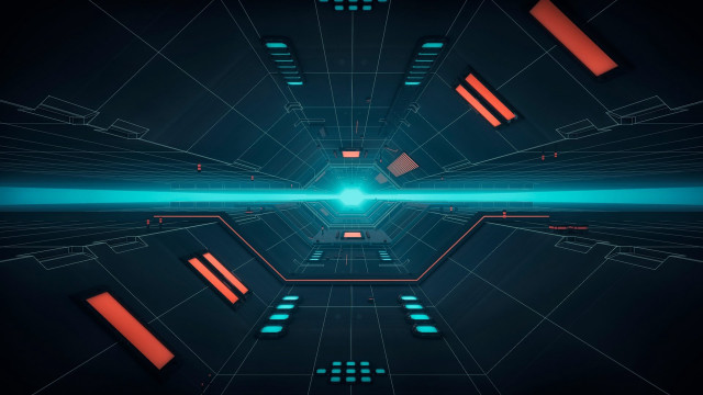 Futuristic neon tunnel blue red free wallpaper for desktop - medium preview image