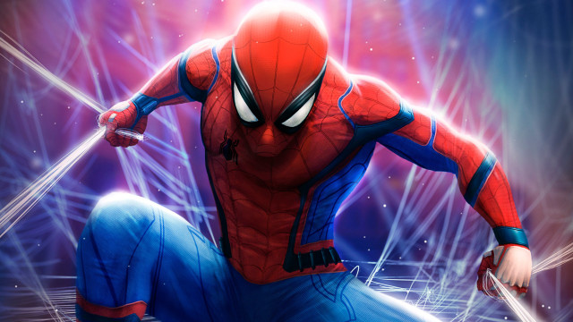Spiderman stage sitting action painting free wallpaper for desktop - medium preview image