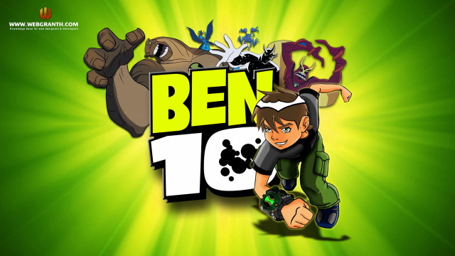 Ben10 cartoon character green background free wallpaper for desktop - medium preview image