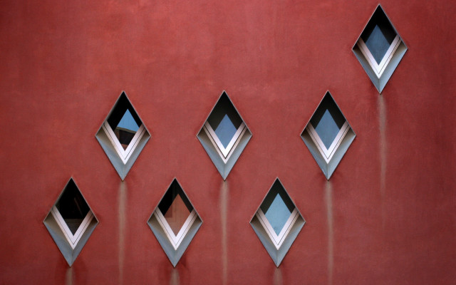 Red wall windows clock constructivism free wallpaper for desktop - medium preview image