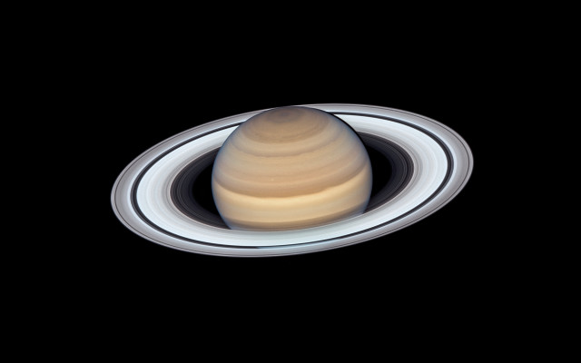 Saturn white ring black background free wallpaper for desktop - medium preview image