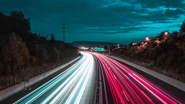 Highway traffic night longexposure light free wallpaper for desktop - medium preview image