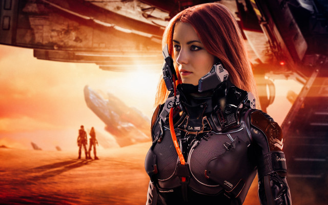 Sci fi woman spaceship explosion free wallpaper for desktop - medium preview image