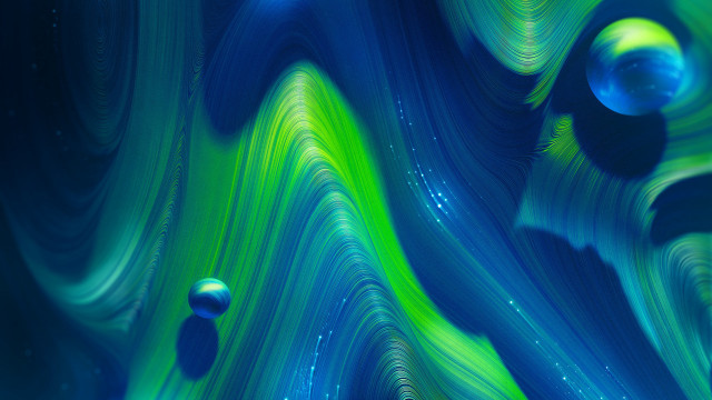 Blue green swirl bubbles stars free wallpaper for desktop - medium preview image