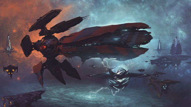 Sci fi spacefighter glowing jet free wallpaper for desktop - medium preview image